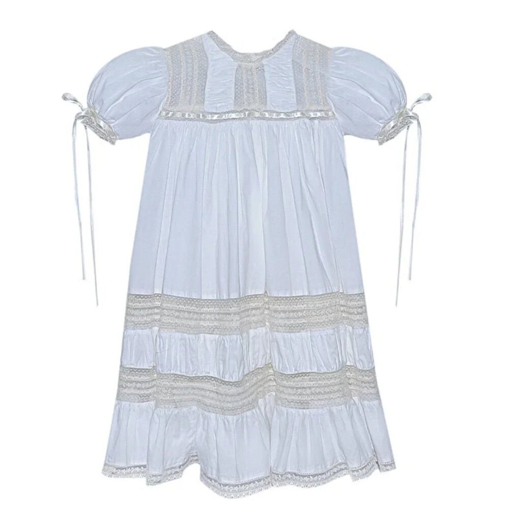 White Heirloom Dress Ivory Vintage Lace Flower Girl Special Occasion LIKE NEW - Picture 8 of 8